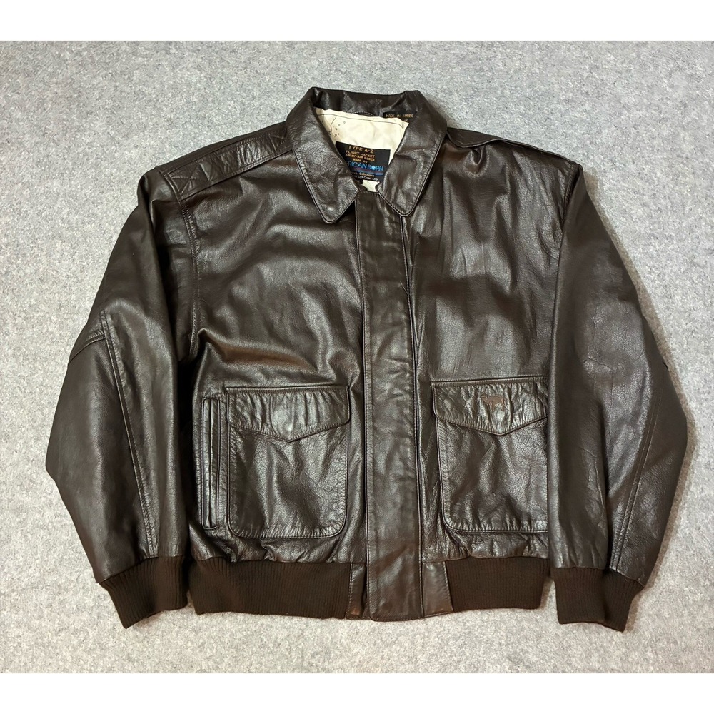 Vintage American Born Type A-2 Flight Jacket Mens XL Brown Leather Bomber 90s